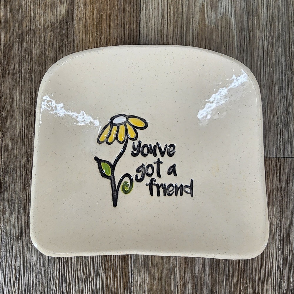 Cheryl Stevens Studio Ceramic Trinket Dish You've Got A Friend Daisy Handmade